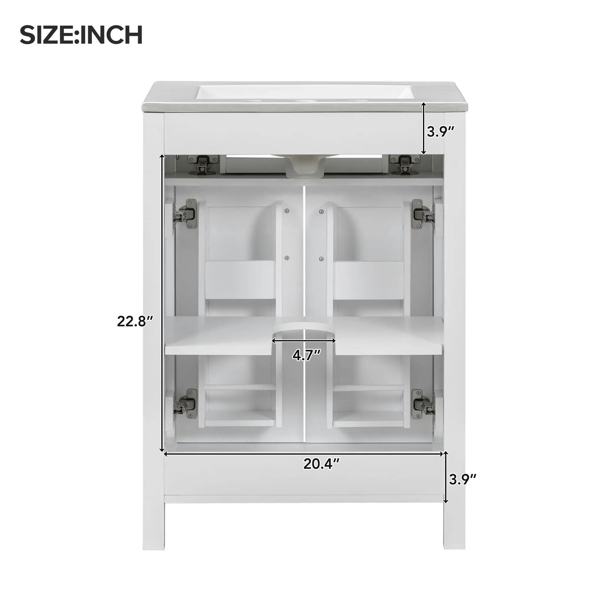 Bathroom Vanity Combo With Ceramic Sink, Luxurious Space-Saving Vanity, 2 Soft Close Doors by HouseOfZazla