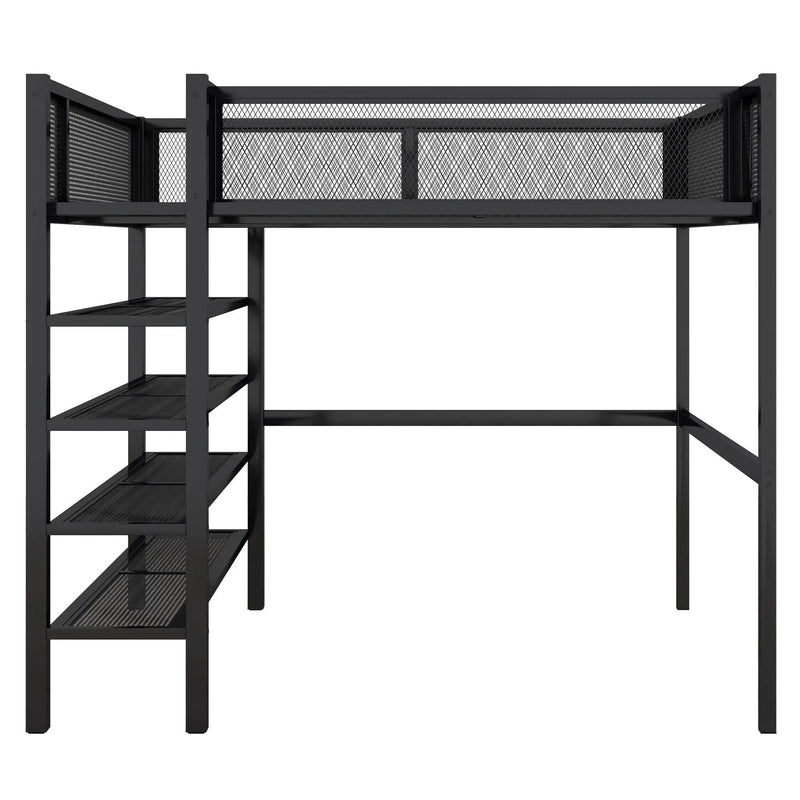 Loft Bed With 4 Tier Shelves And Storage by Unique Piece Furniture