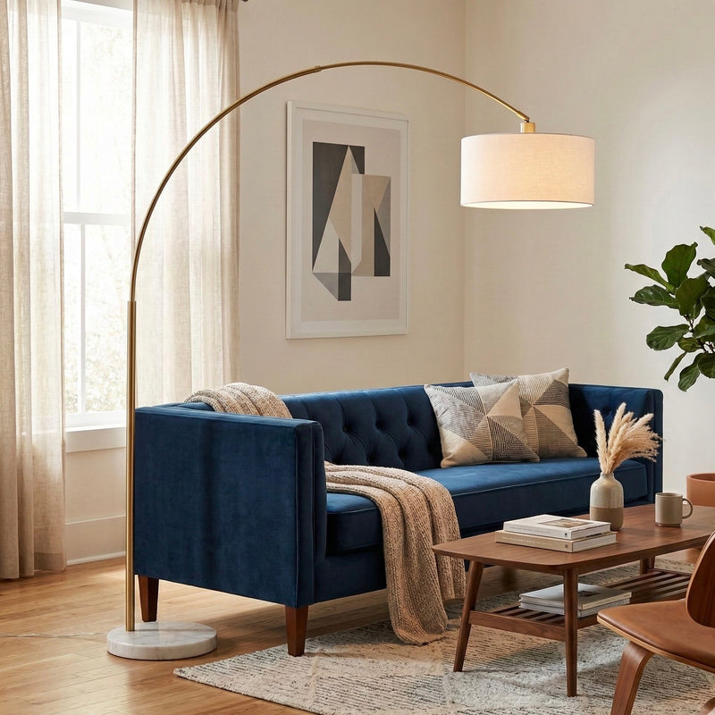 Ambient - Arch Floor Lamp With Large Shade - Gold / White by Unique Piece Furniture