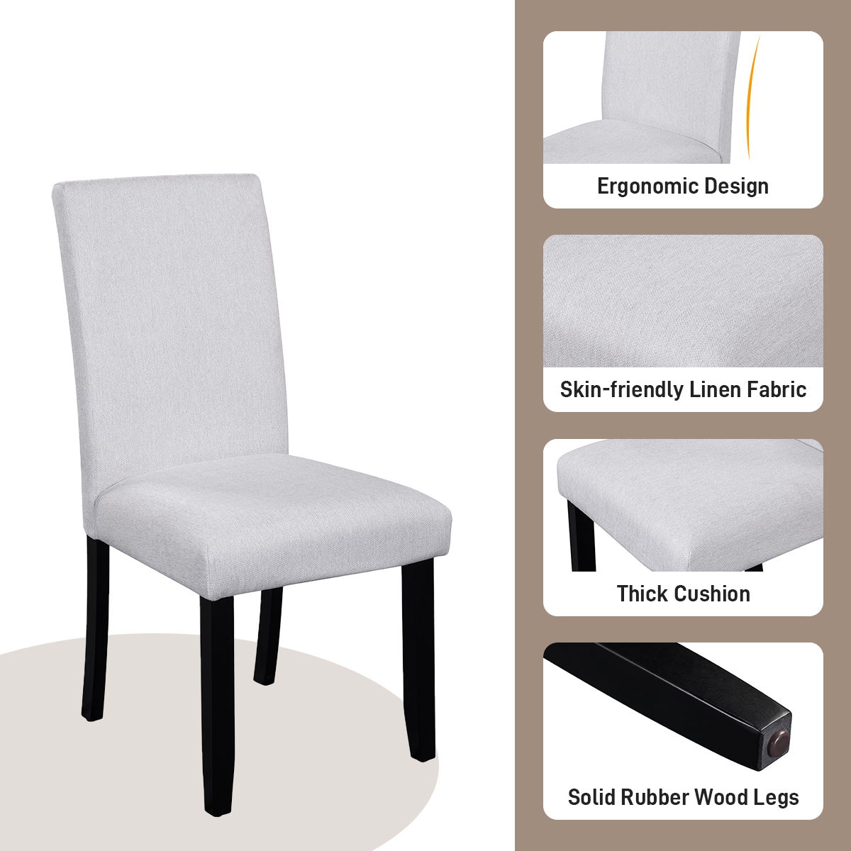 5 Piece Round Dining Table Set with Upholstered Chairs - Black or White, photo 22 of 40