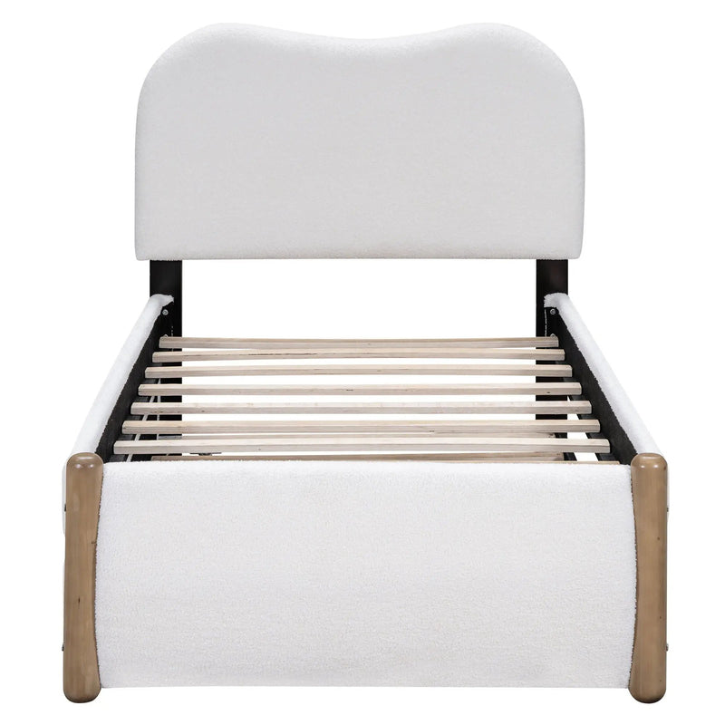 Upholstered Platform Bed With Wood Supporting Feet And Trundle by Unique Piece Furniture