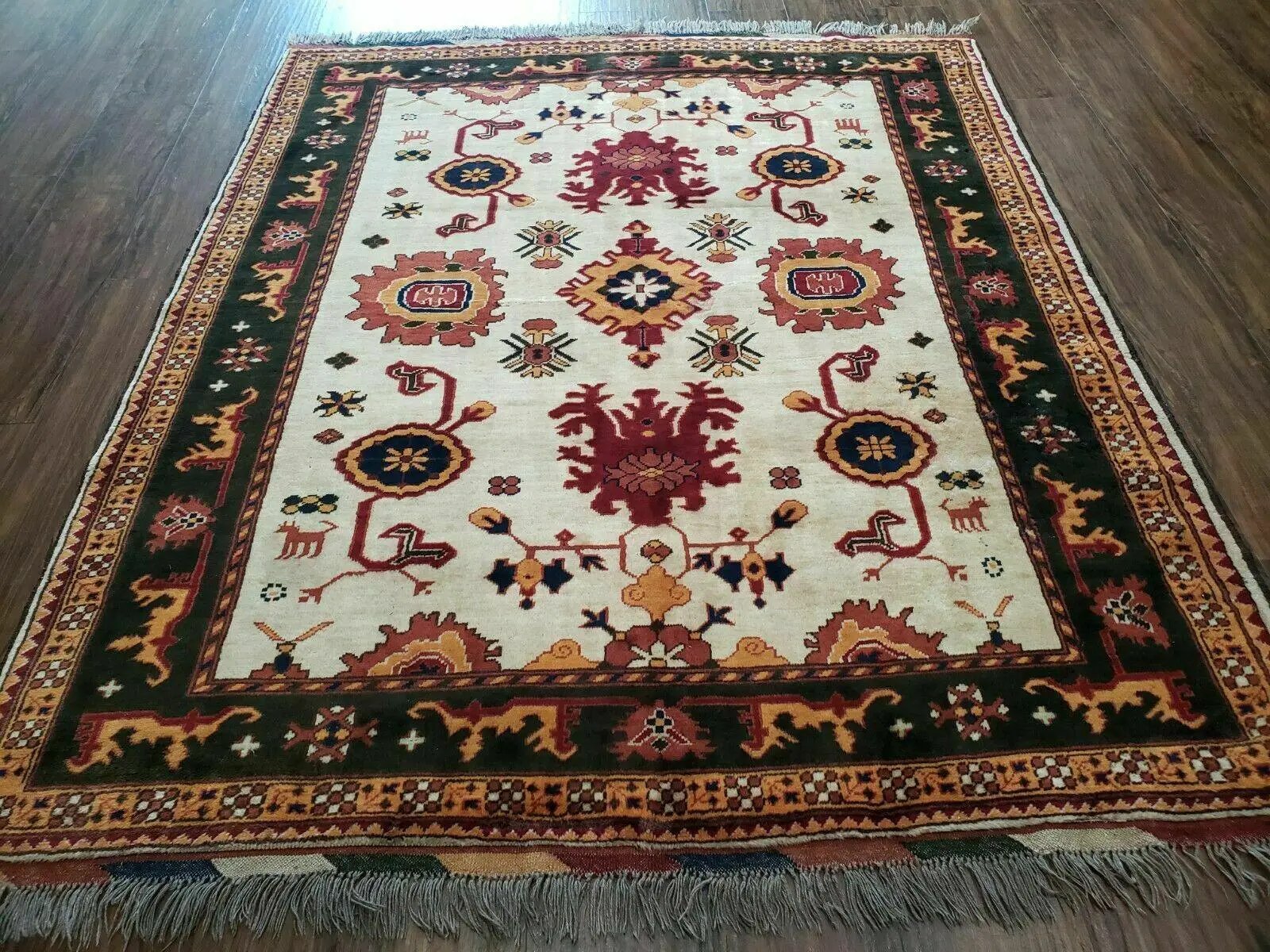 5' X 6' Vintage Handmade Knotted Turkish Kazak Pattern Wool Rug Bohemian Boho Interior Design by Jewel Rugs