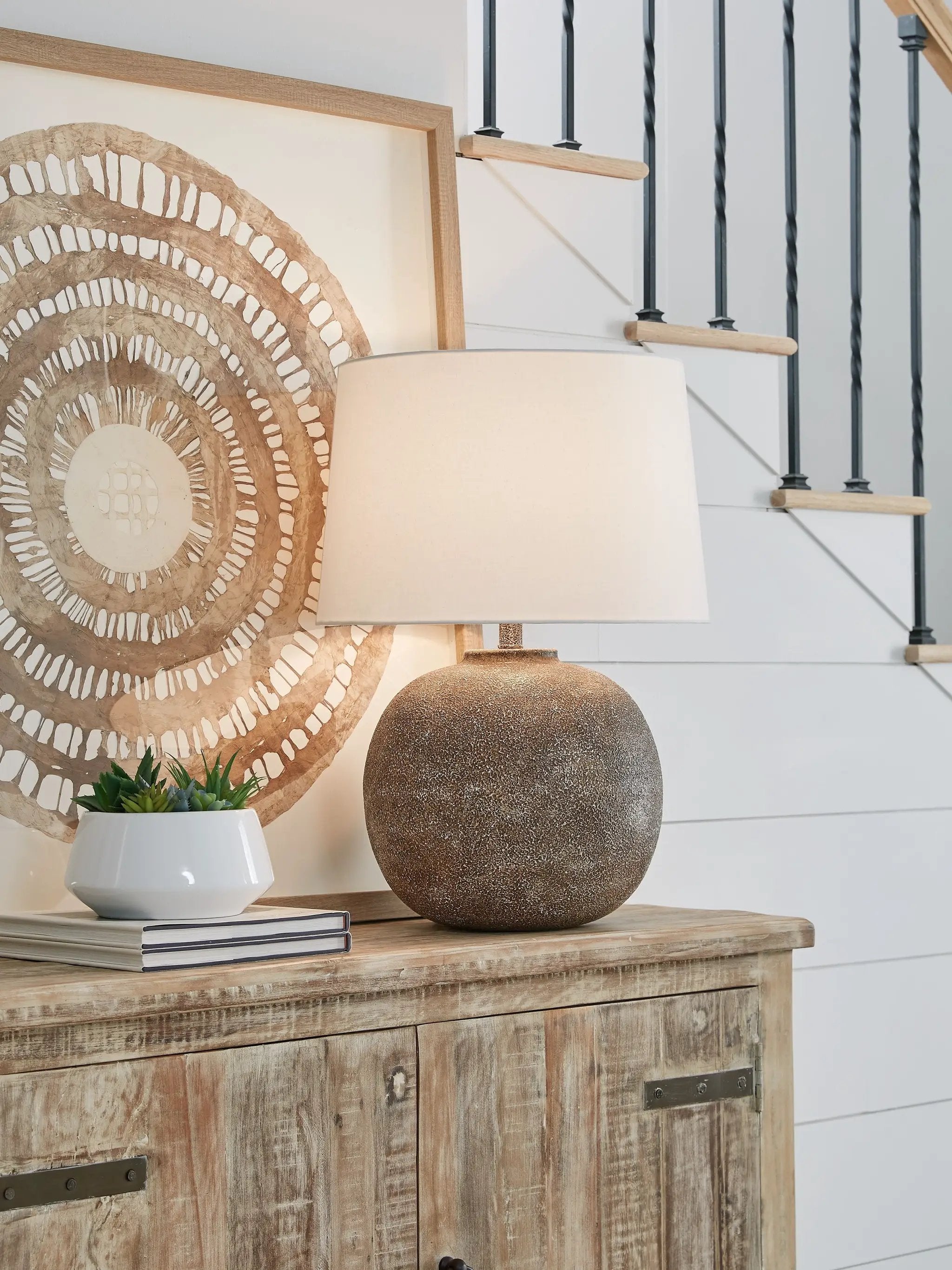 Neavesboro - Metal Table Lamp - Antique Brown / White by Unique Piece Furniture