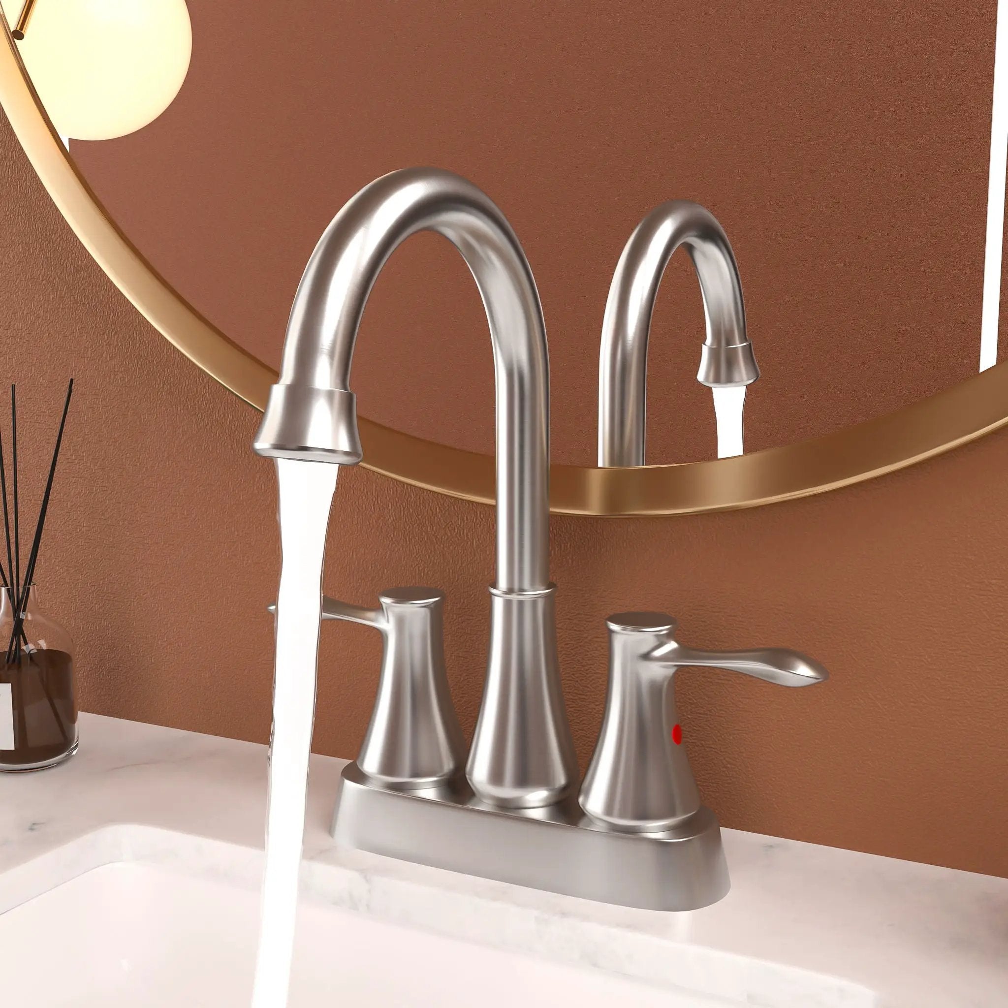 4" Centerset Bathroom Faucet With Pop Up Drain And Water Supply Lines - Brushed Nickel by HouseOfZazla
