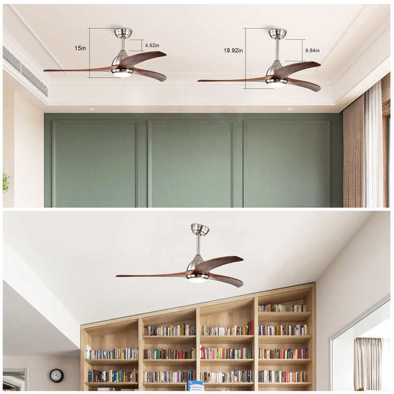 52" Solid Wood Blades Ceiling Fan with Light and Remote Control by HouseOfZazla