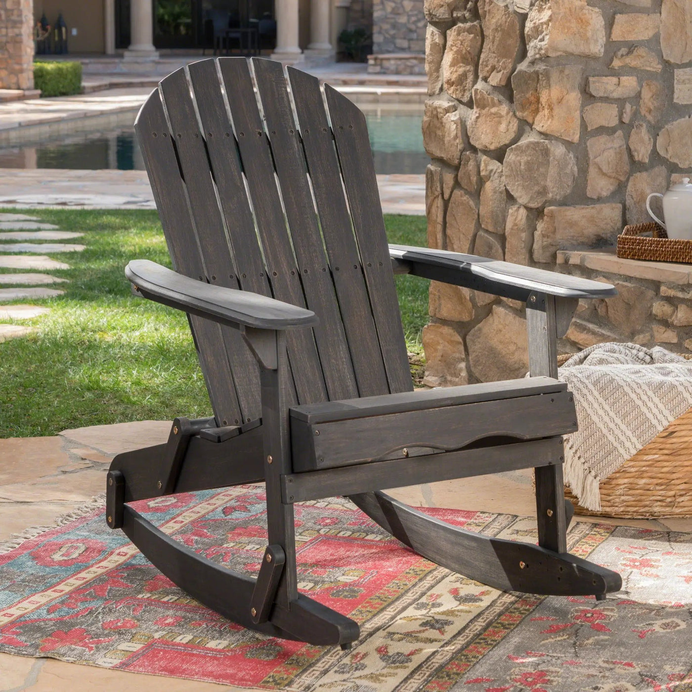 Outdoor Adirondack Rocking Chair With Hand Crafted Details by HouseOfZazla