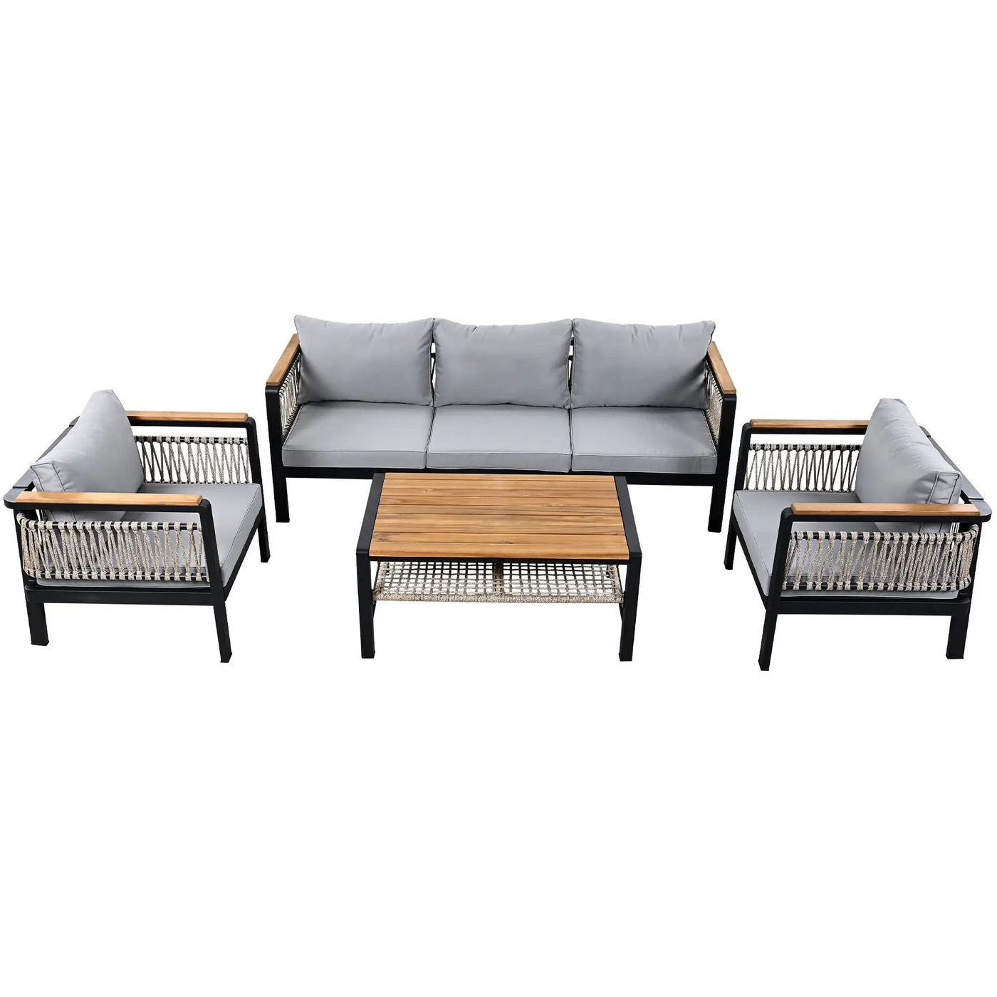 4 Pieces Outdoor Sectional Sofa Set 5 Person Patio Seating Group Outdoor Conversation Set With Cushions And A Coffee Table For Patios by Unique Piece Furniture