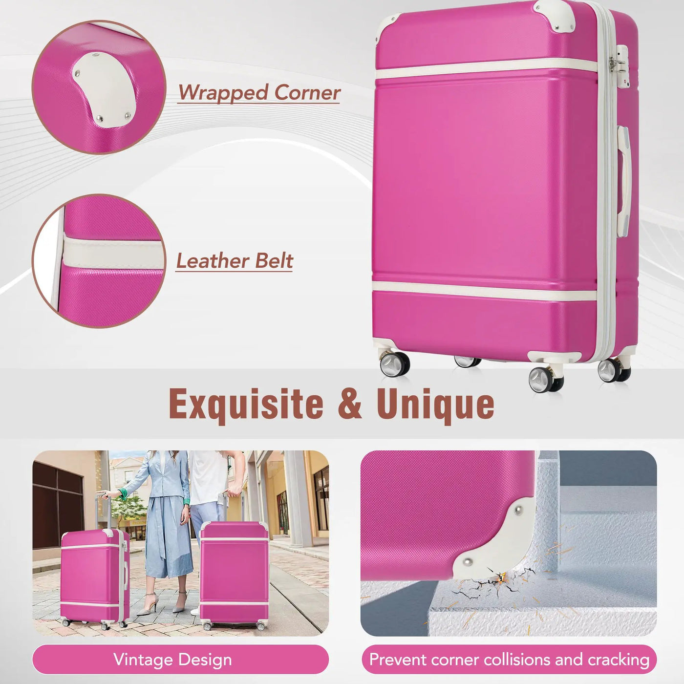 Hardshell Luggage Sets 3 Pieces 20" / 24" Luggages And Cosmetic Case Spinner Suitcase With Tsa Lock Lightweight by HouseOfZazla
