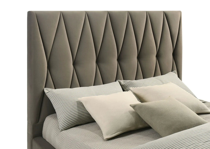 Delsea Upholstered Eastern King Platform Bed Light Brown by Unique Piece Furniture