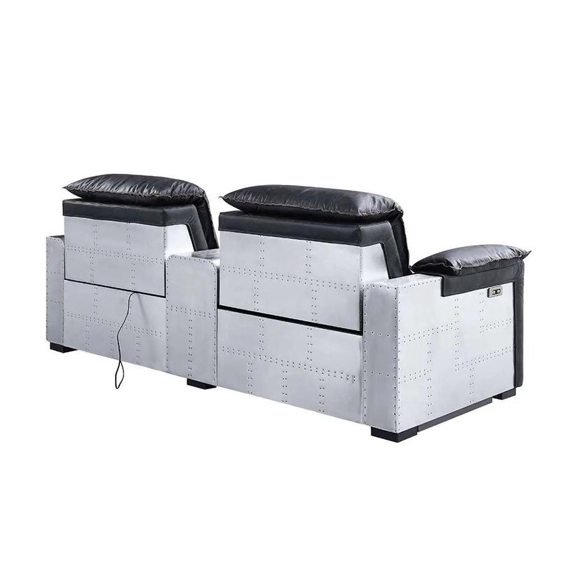 Misezon - Power Motion Recliner - Black Top Grain Leather & Aluminum by Unique Piece Furniture