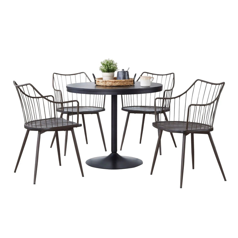 Dakota Winston - 5 Piece Contemporary Dining Set - Black / Brown / Dark Walnut by HouseOfZazla