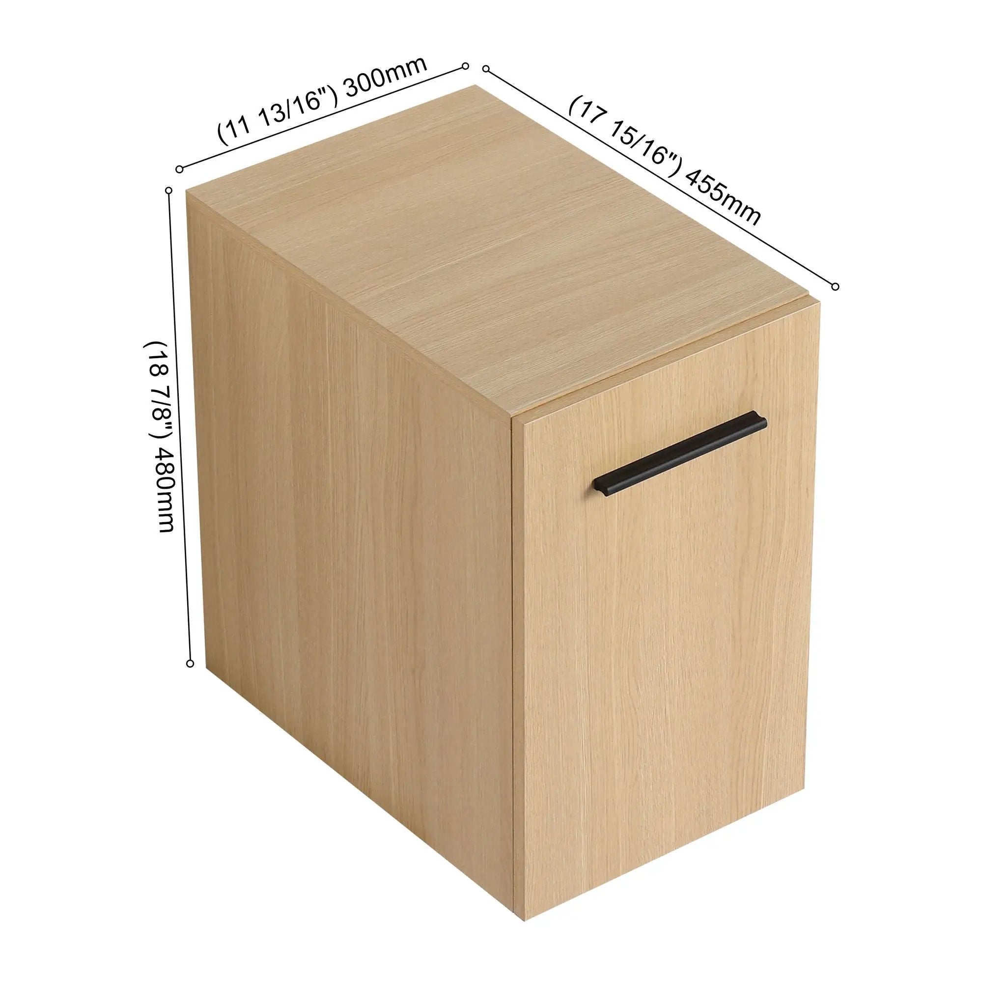 Floating Bathroom Vanity Single Door Base Cabinet, Wall Mounted Storage - Light Oak by HouseOfZazla