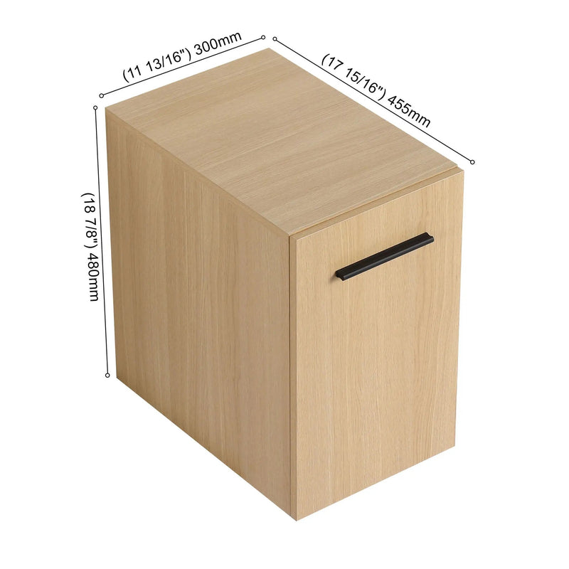 Floating Bathroom Vanity Single Door Base Cabinet, Wall Mounted Storage - Light Oak by Unique Piece Furniture