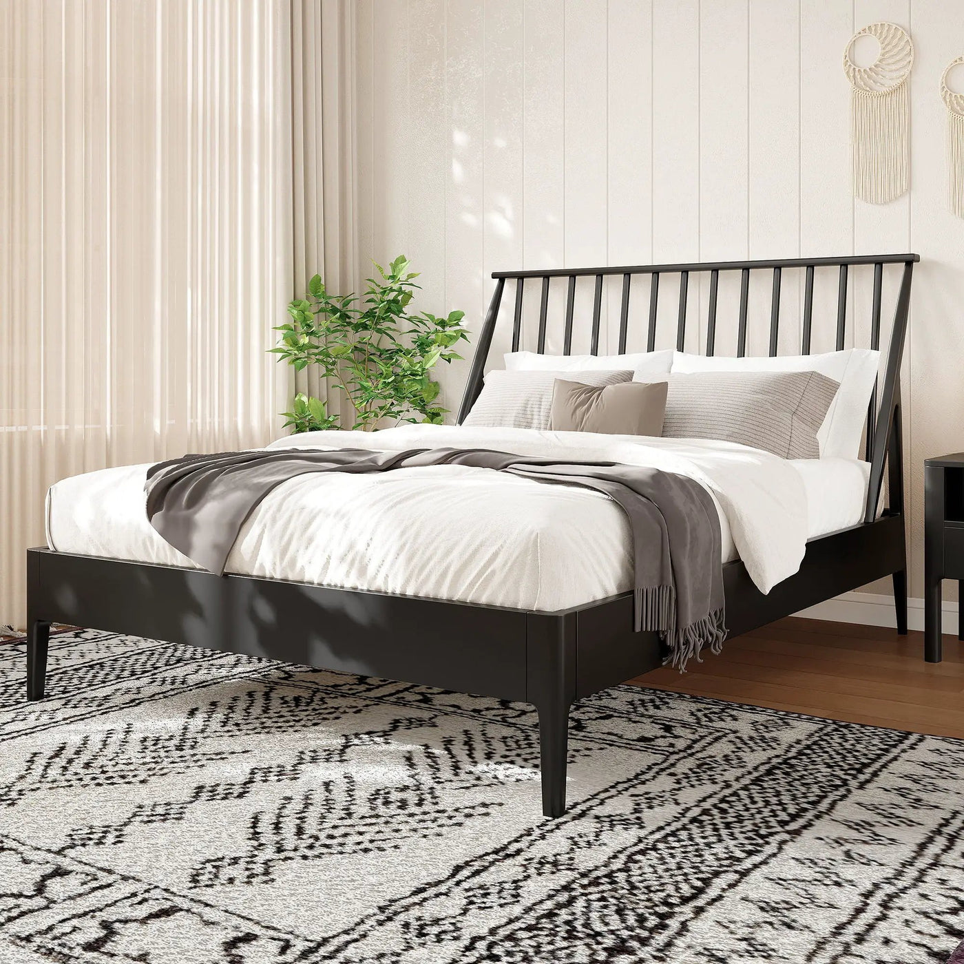 Bohemian Platform Bed With Tall Headboard by HouseOfZazla