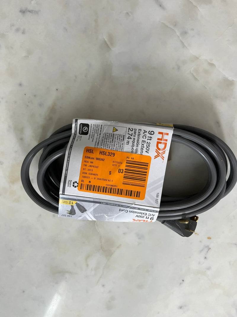 HDX 9 ft. 12/3 20 Amp 250-Volt Air Conditioner Extension Cord, Grey by Selzalot