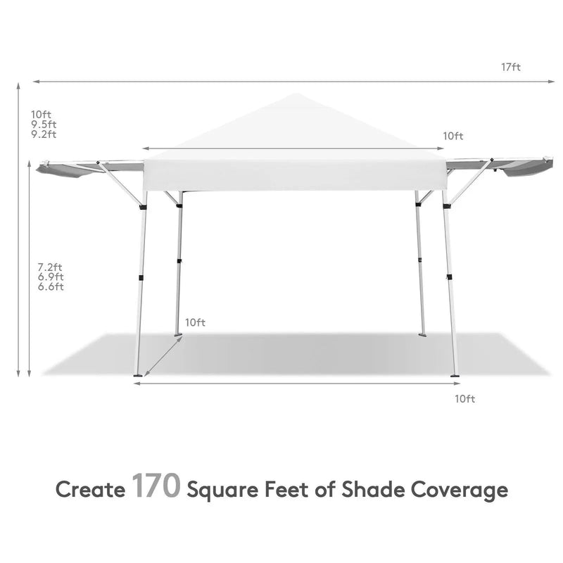17 Feet x 10 Feet Foldable Pop Up Canopy with Adjustable Instant Sun Shelter by DirectDeals
