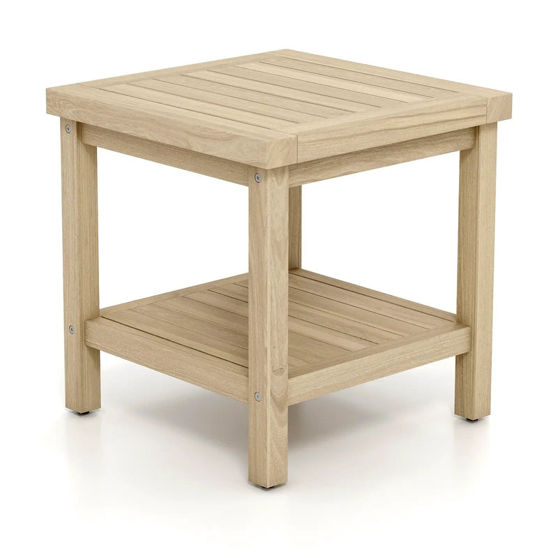 2-Tier Outdoor Side Table with Shelf for Porch Deck Garden by DirectDeals