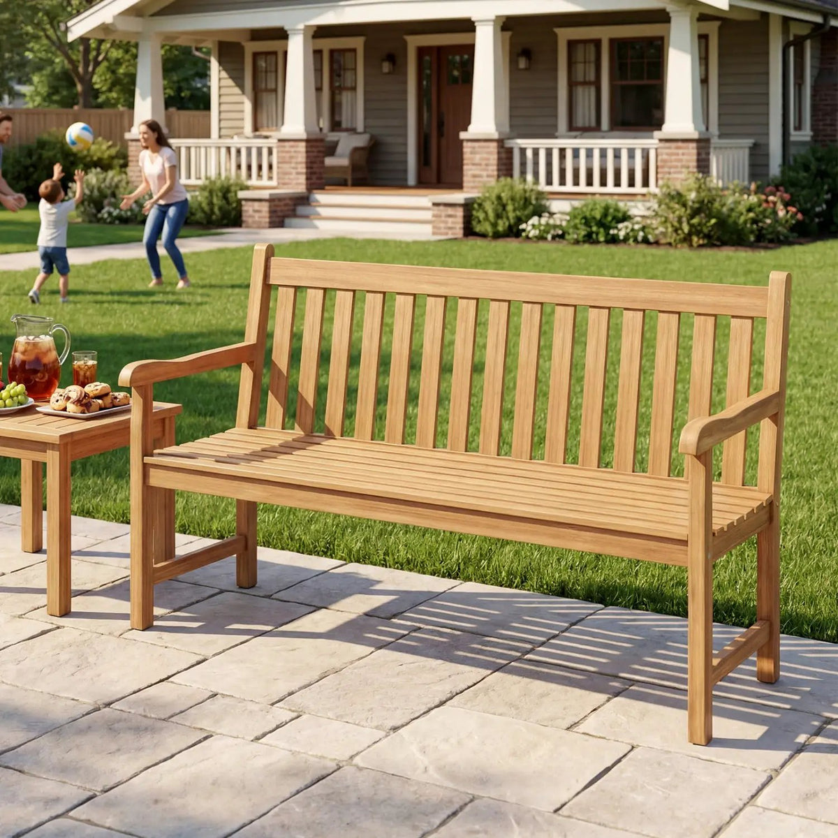 62inch Teak Outdoor Porch Bench 3 by DirectDeals