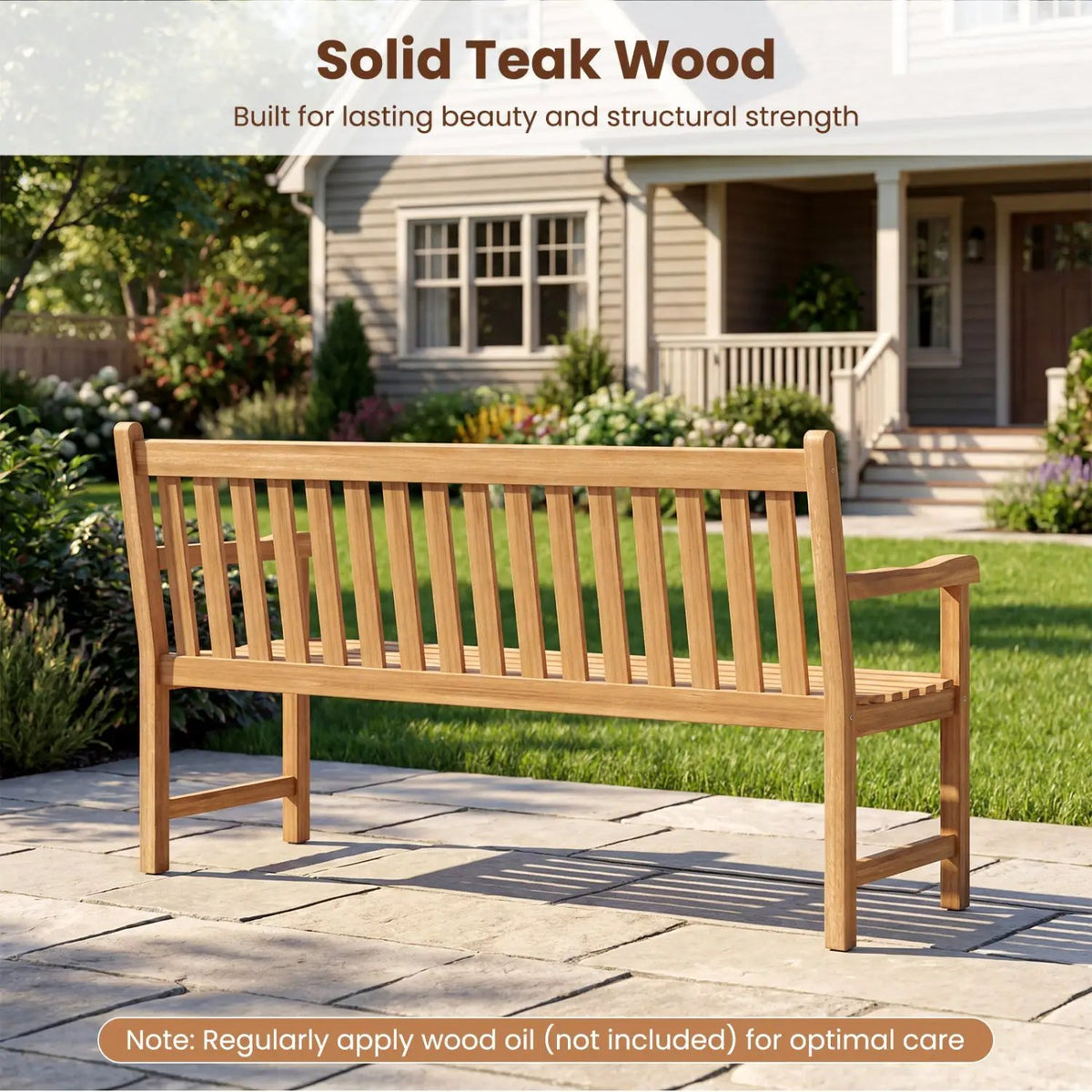 62inch Teak Outdoor Porch Bench 3 by DirectDeals