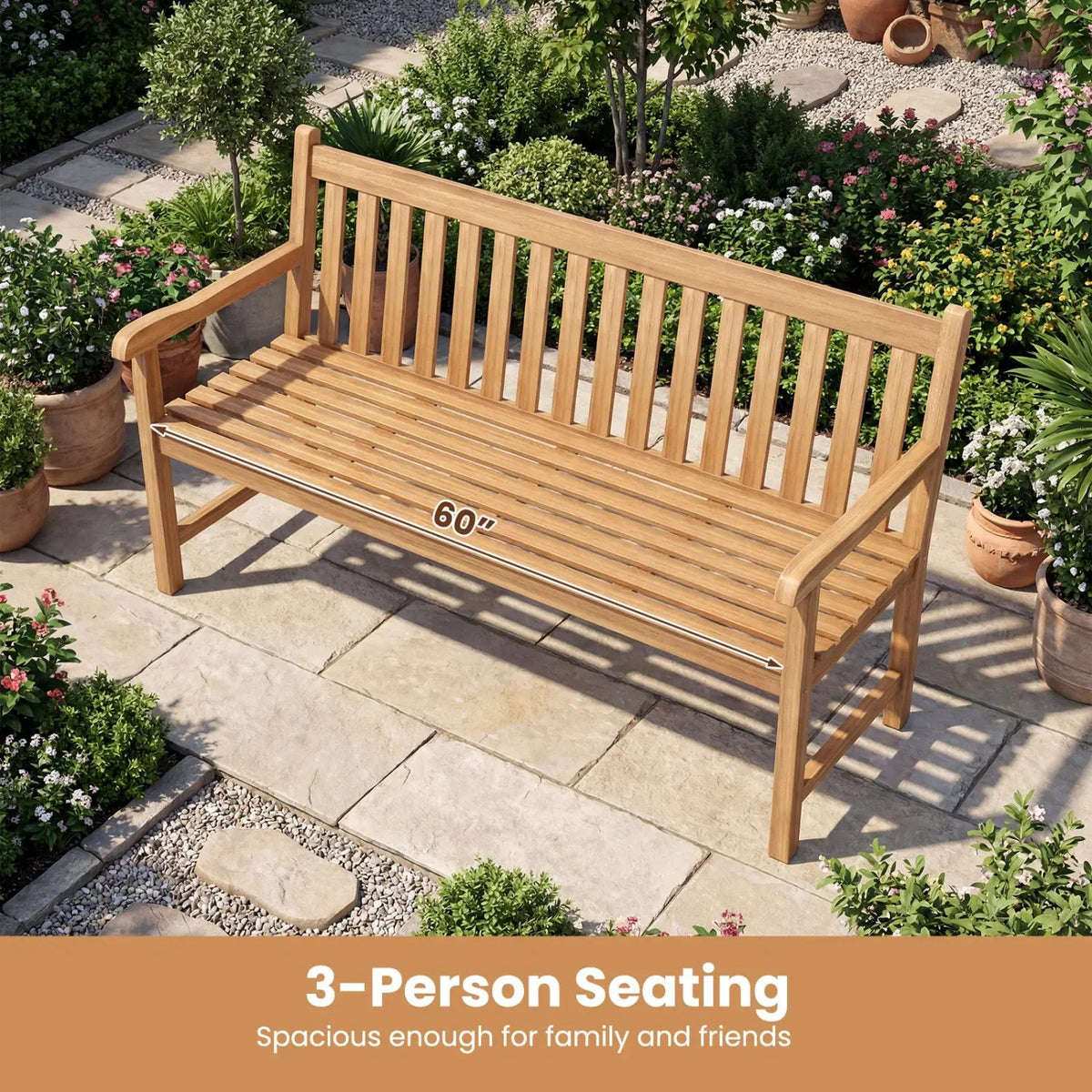 62inch Teak Outdoor Porch Bench 3 by DirectDeals