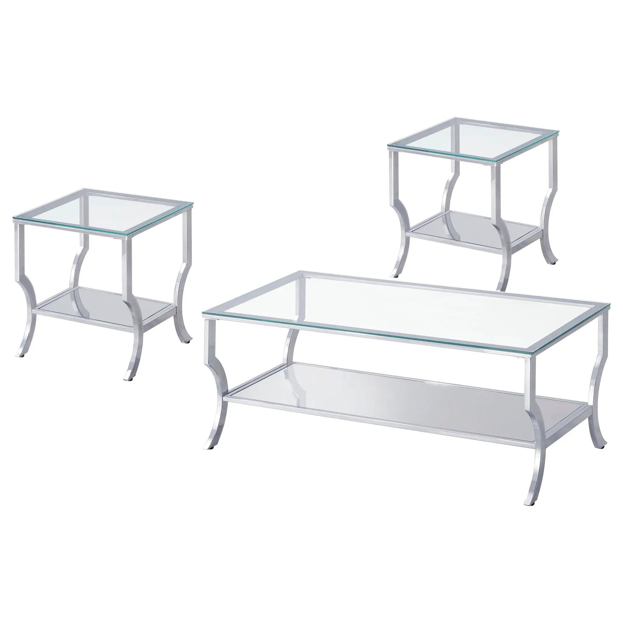 Saide 3-piece Glass Top Coffee and End Table Set Chrome by Unique Piece Furniture