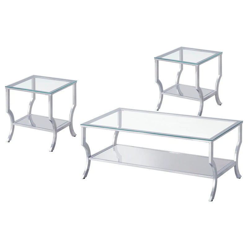Saide 3-piece Glass Top Coffee and End Table Set Chrome by Unique Piece Furniture
