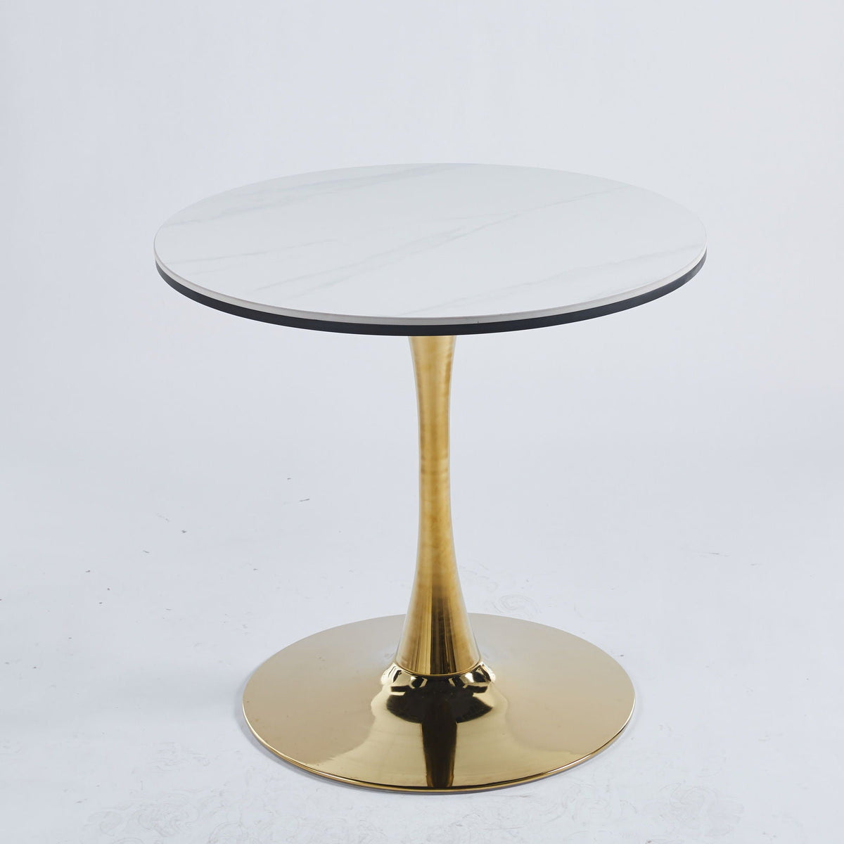 Gold Tulip Mid-Century Dining Table with Round Pedestal Base