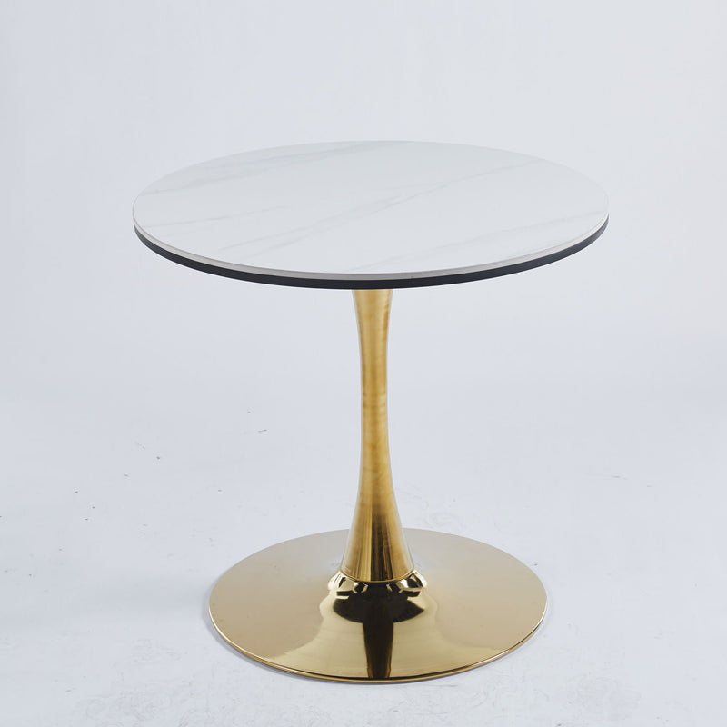 Gold Tulip Mid-Century Dining Table with Round Pedestal Base