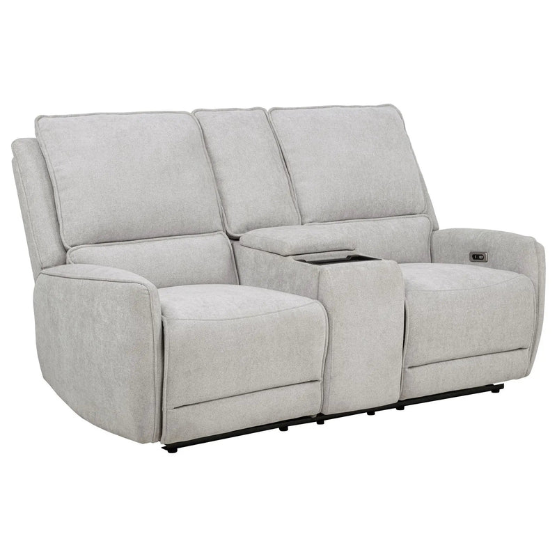 Sylmar Chenille Upholstered Power Reclining Loveseat Dove Grey by Unique Piece Furniture