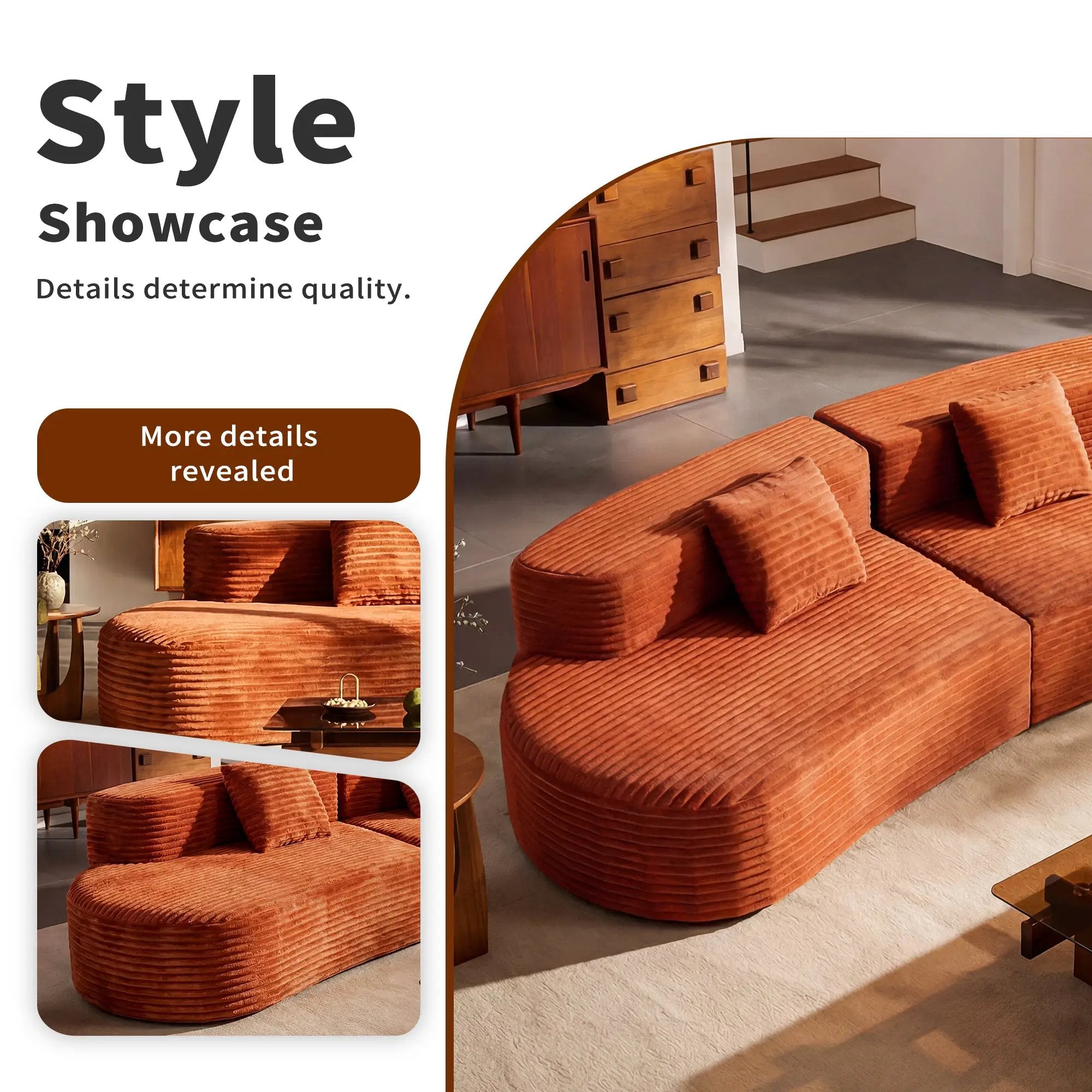 108.6-Inch Curved Combination Sofa with Modern Cloud Pattern by HouseOfZazla