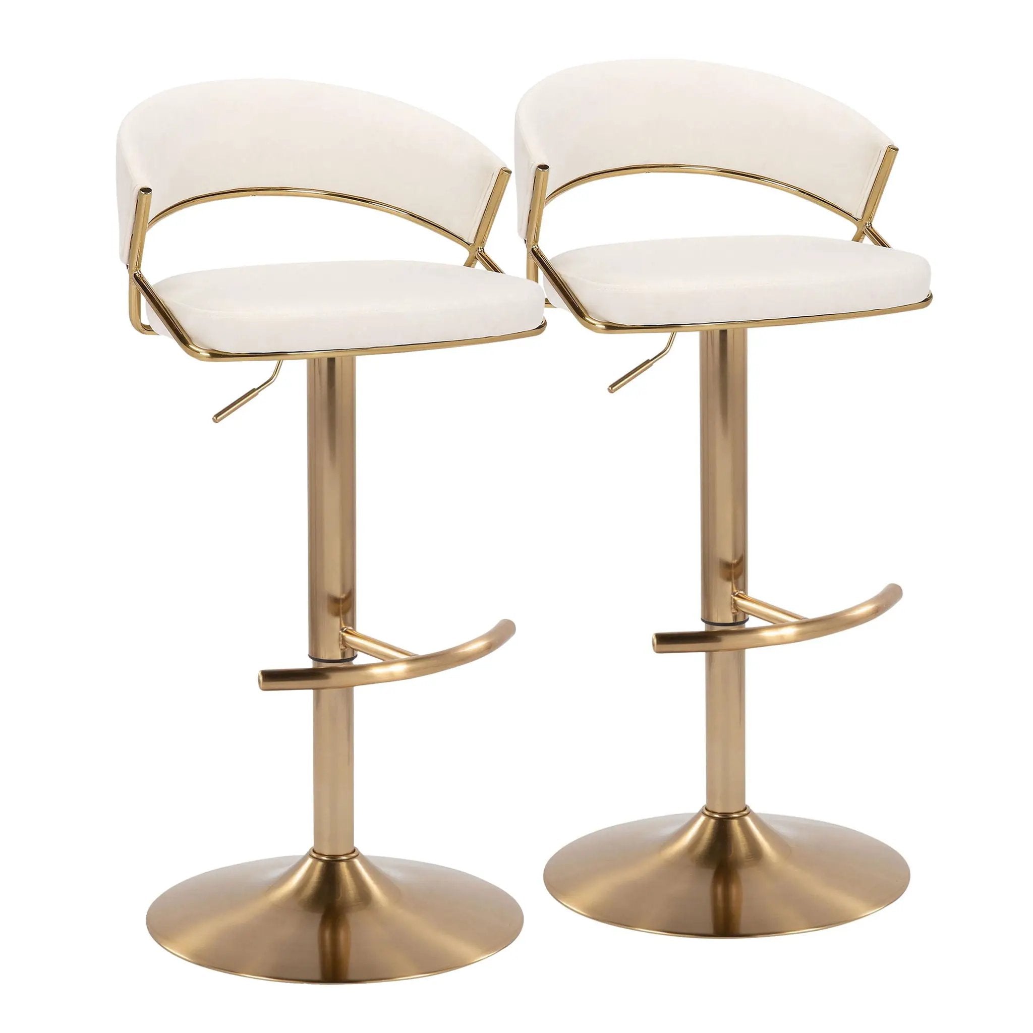 Jie - Contemporary Adjustable Barstool With Swivel With Rounded T Footrest (Set of 2) by Unique Piece Furniture