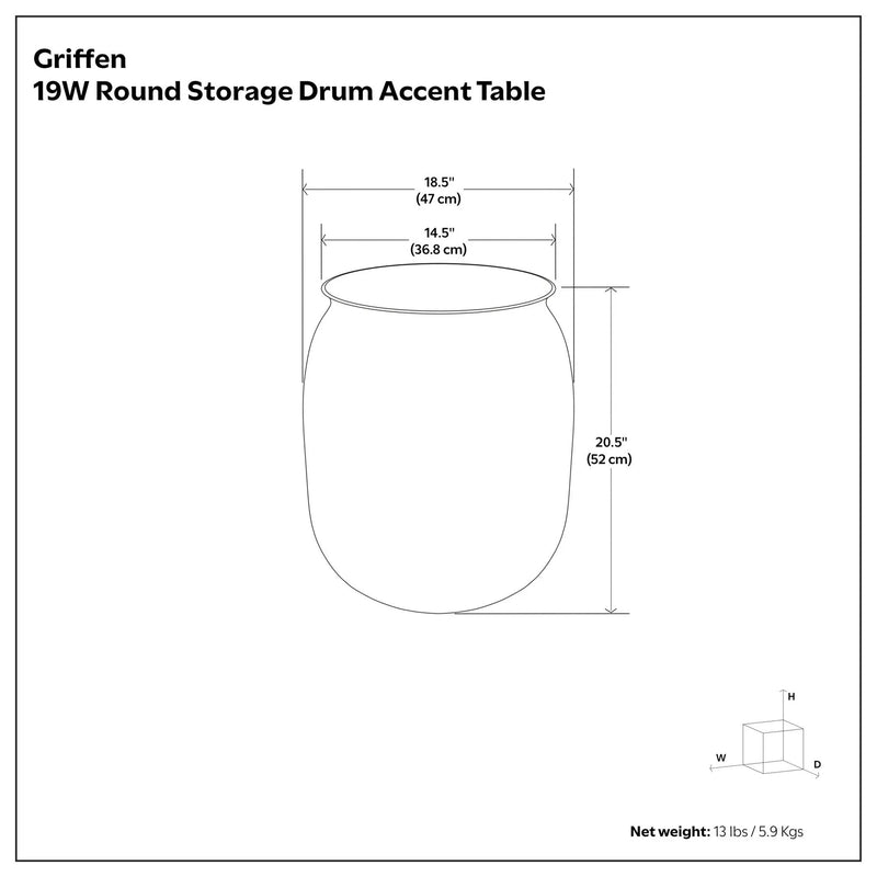 Griffen - Handcrafted Metal Storage Accent Table by Unique Piece Furniture