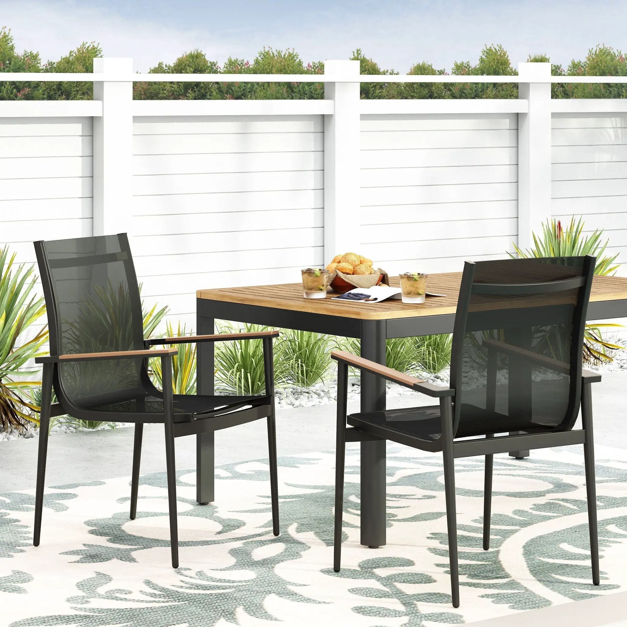 Barrister Dining Chair Set of 2 - Black / Natural by HouseOfZazla