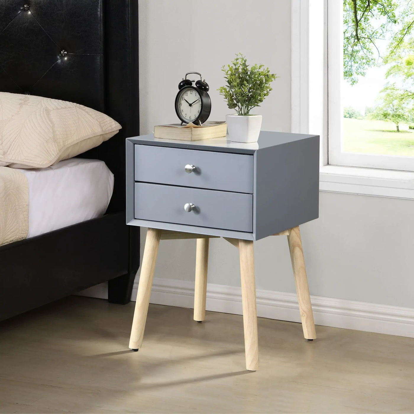 Side Table With 2 Drawer, Mid-Century Modern Storage Cabinet For Bedroom by HouseOfZazla