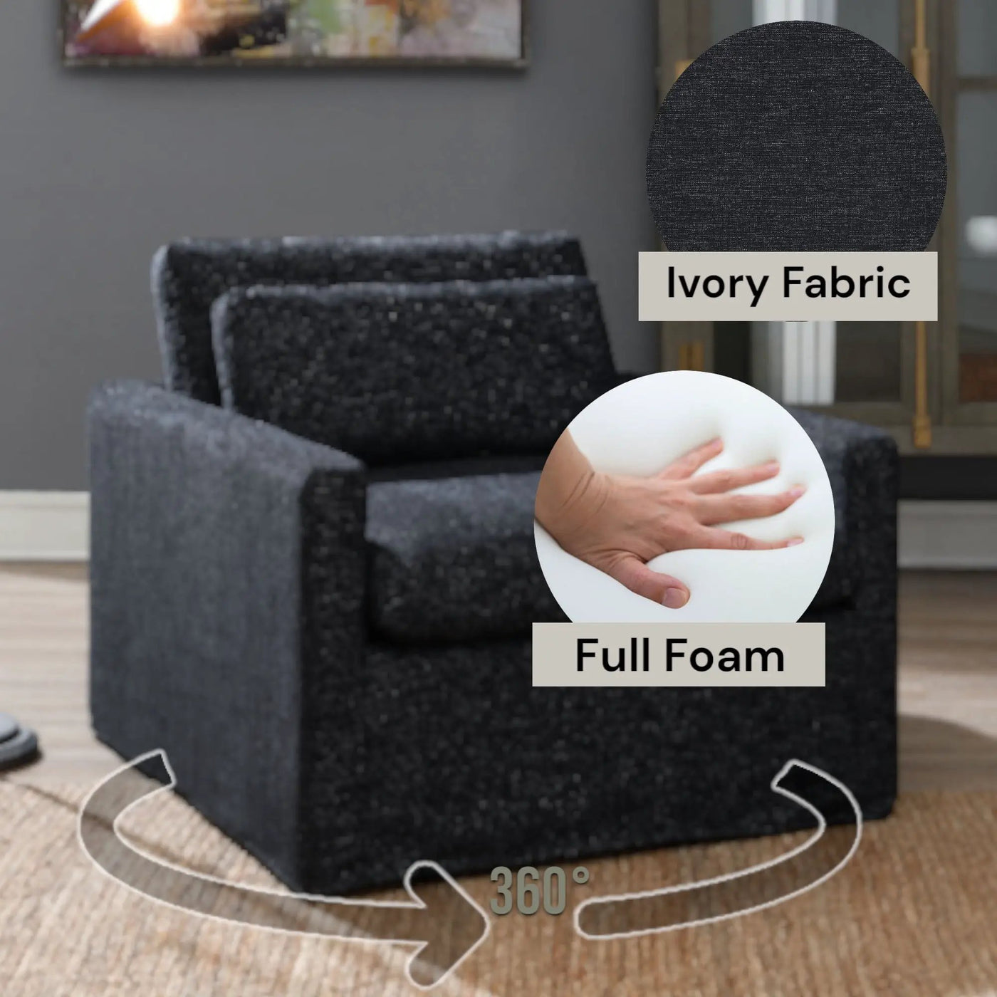 Naveen - Swivel Chair With 1 Toss Pillow by HouseOfZazla