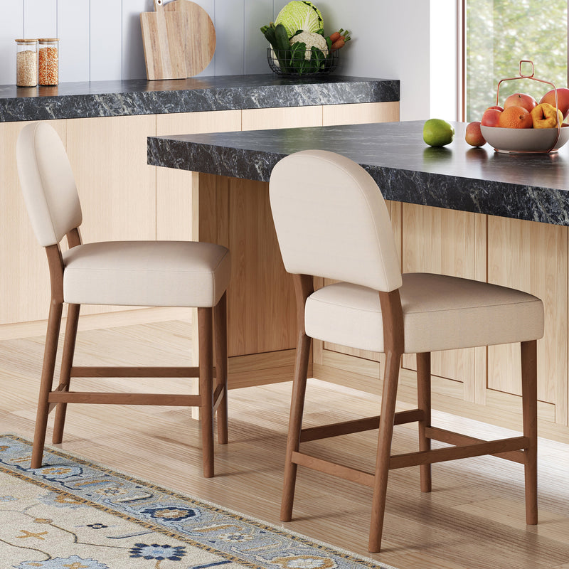 26'' Seat Height Fabric & Rubberwood Bar Stool by HouseOfZazla