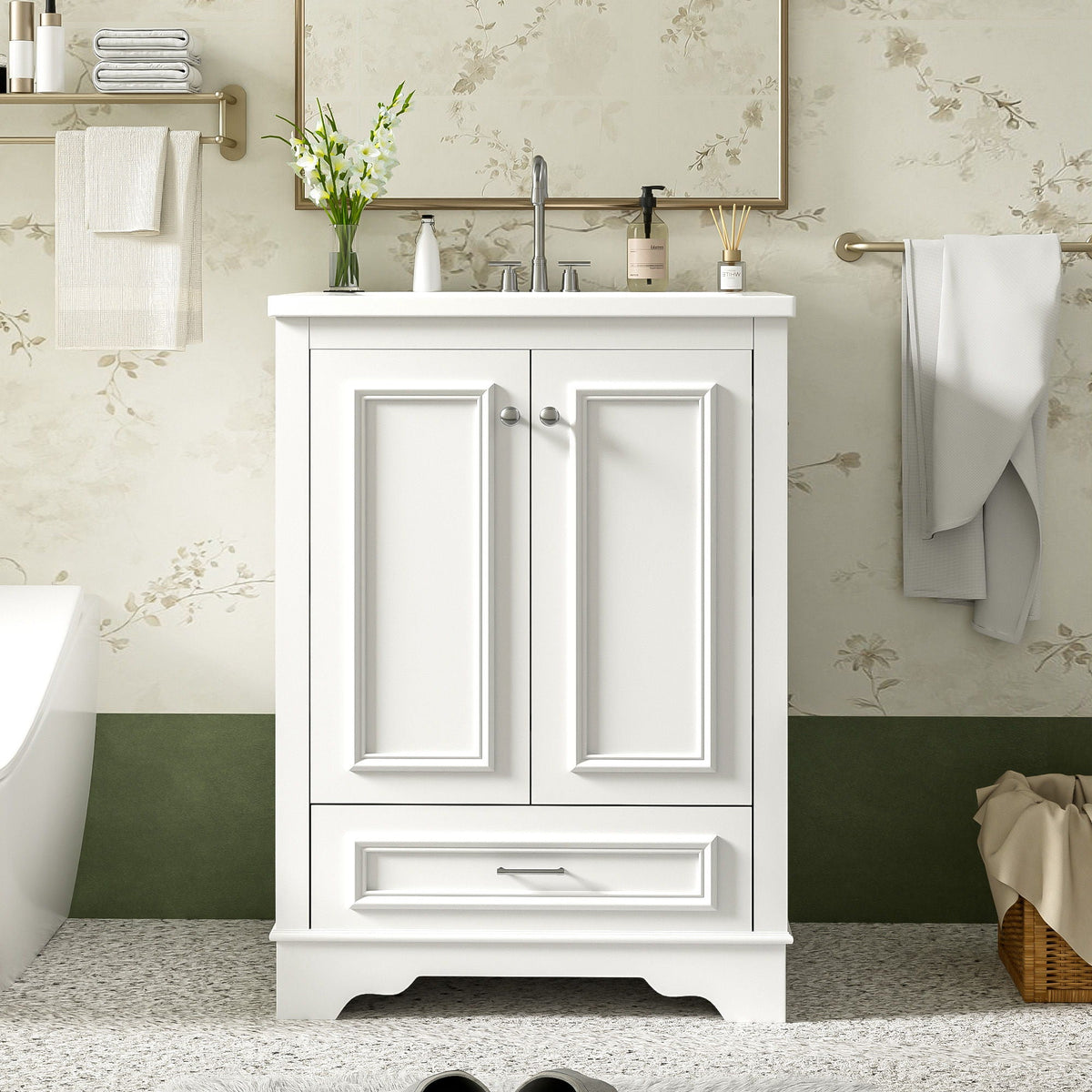 Modern Bathroom Vanity with Ceramic Sink Combo and Storage Cabinet - Multiple Colors, photo 24 of 40