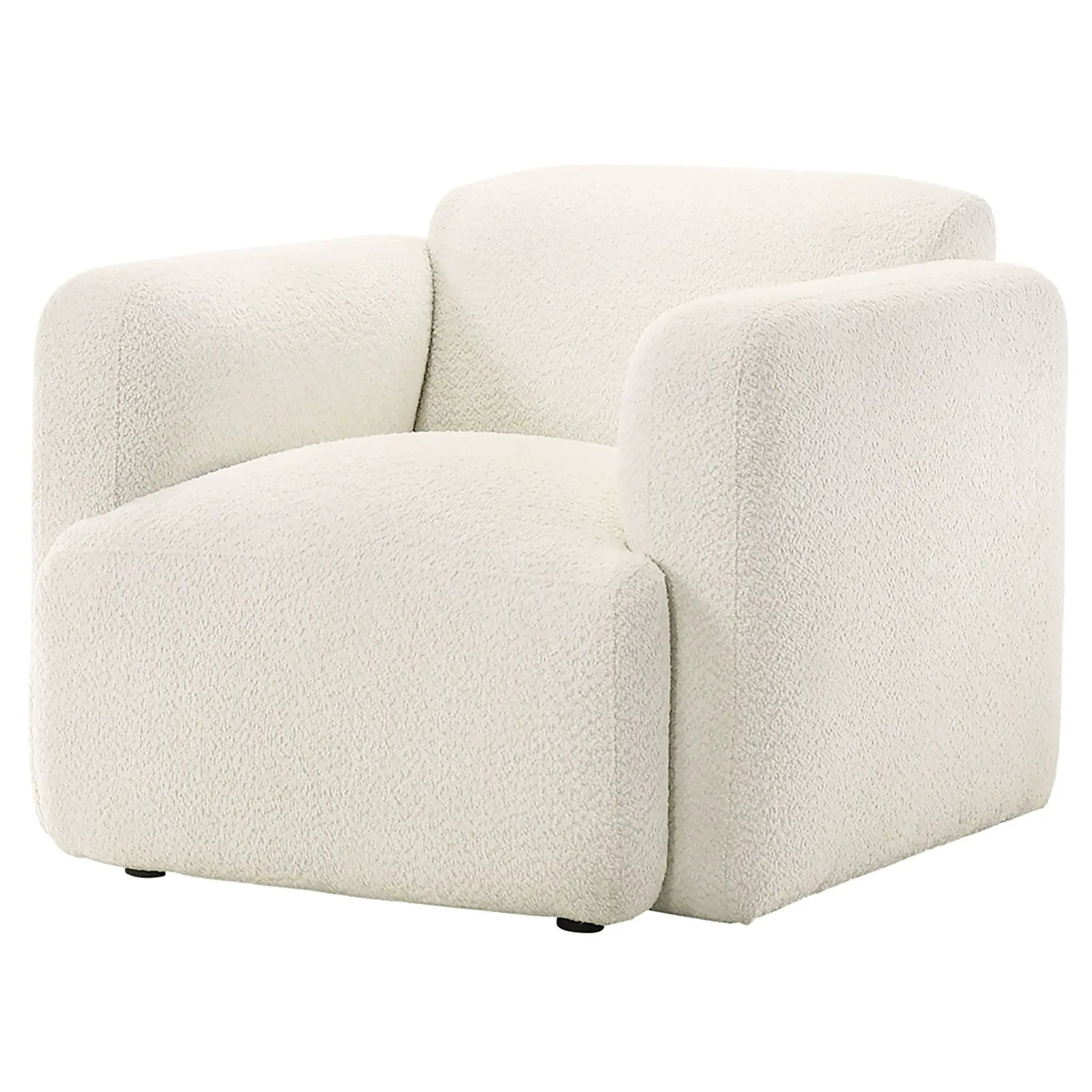 Dorset Fabric Upholstered Round Track Arm Accent Chair White by Unique Piece Furniture