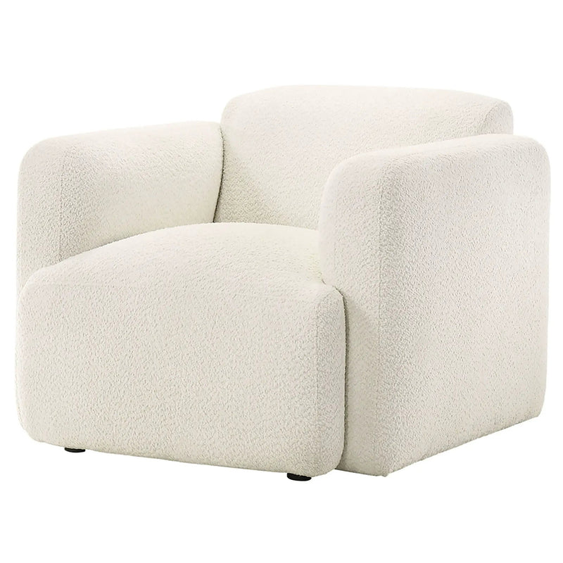 Dorset Fabric Upholstered Round Track Arm Accent Chair White by Unique Piece Furniture