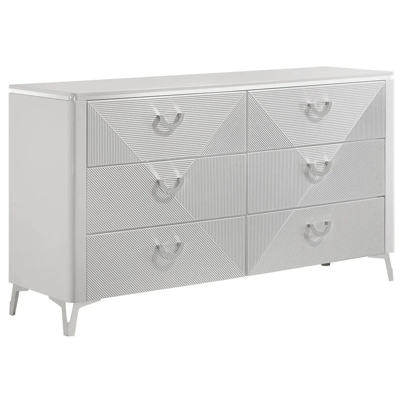 Cassia 5-piece Queen LED Bedroom Set White High Gloss by Unique Piece Furniture