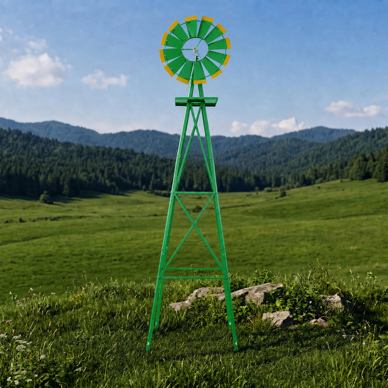 8FT Decorative Garden Windmill with Heavy Duty Steel Frame - Metal, photo 7 of 8