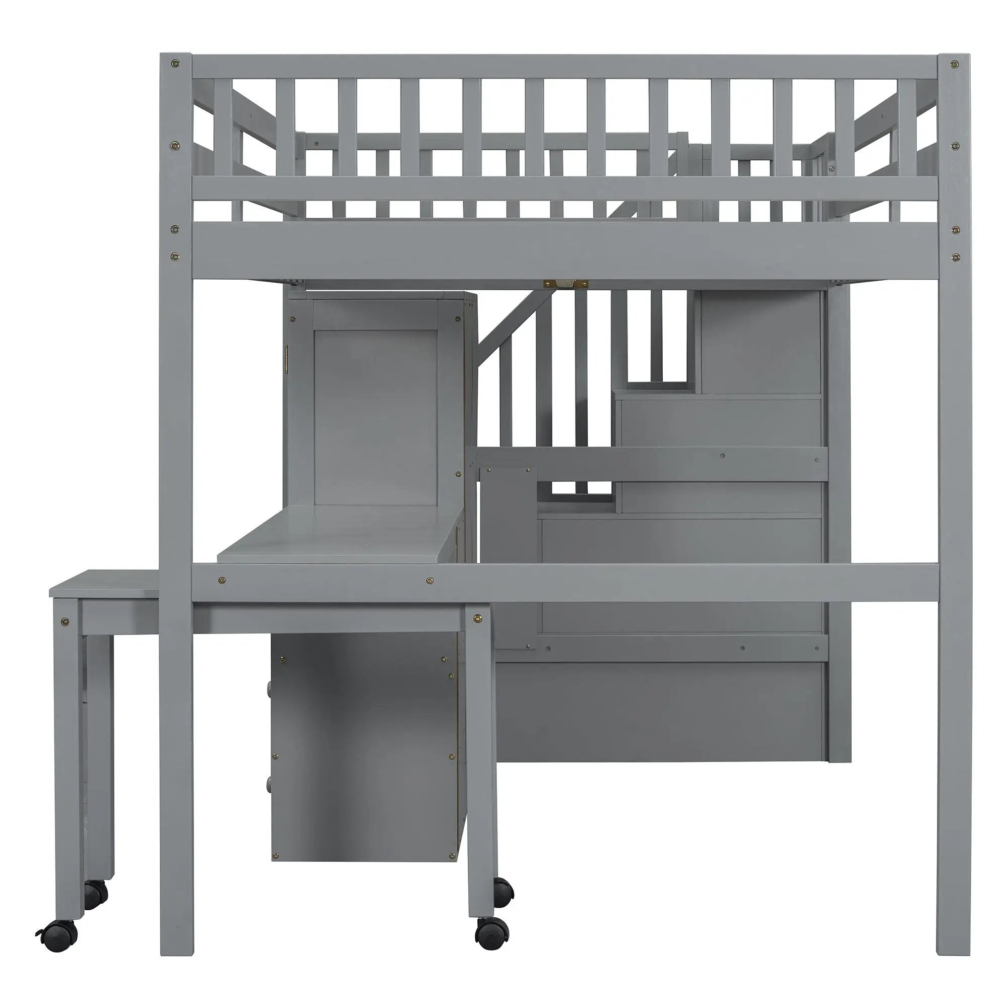 Loft Bed With Stairs, Bookshelf, Drawers, Desk & Wardrobe, Space Saving Multifunctional Furniture by HouseOfZazla