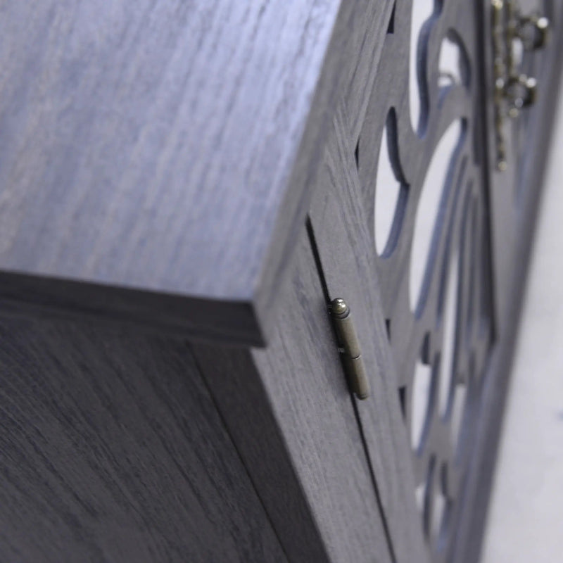 Elegant Sideboard With 2 Acrylic Mirrored Doors, Adjustable Shelf Storage