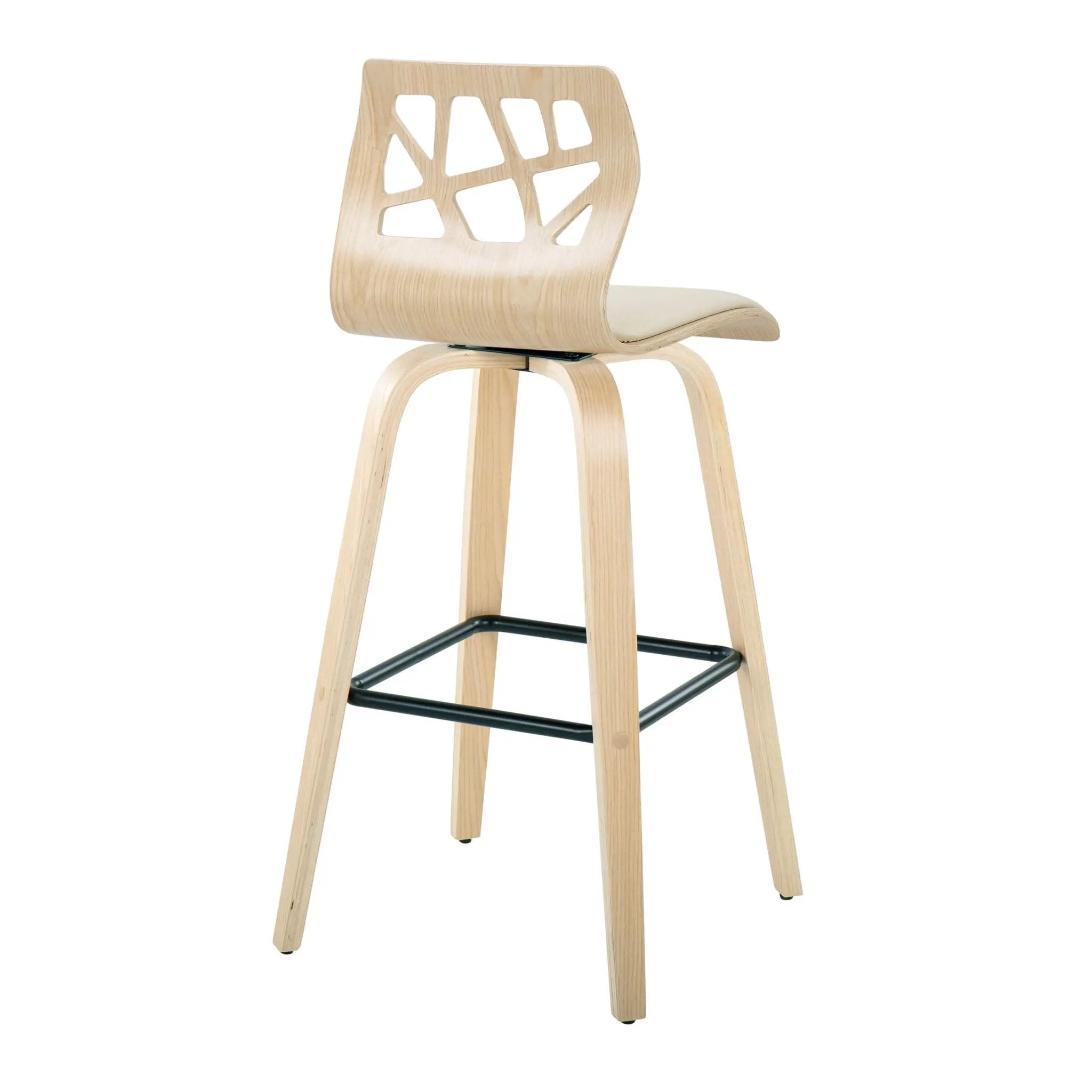 Folia - Contemporary Fixed Height Stool With Swivel With Square Footrest (Set of 2) by Unique Piece Furniture