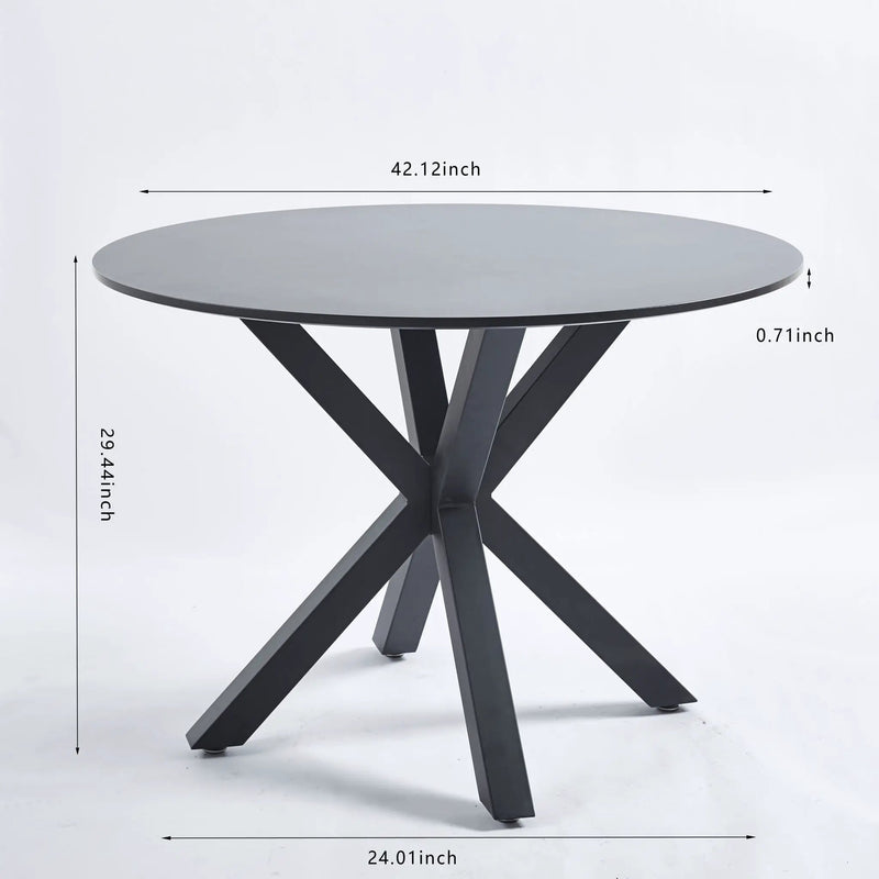 Table Mid-Century Dining Table For 4 - 6 People With Round Table Top, Pedestal Dining Table, End Table Leisure Coffee Table, Cross Leg by Unique Piece Furniture