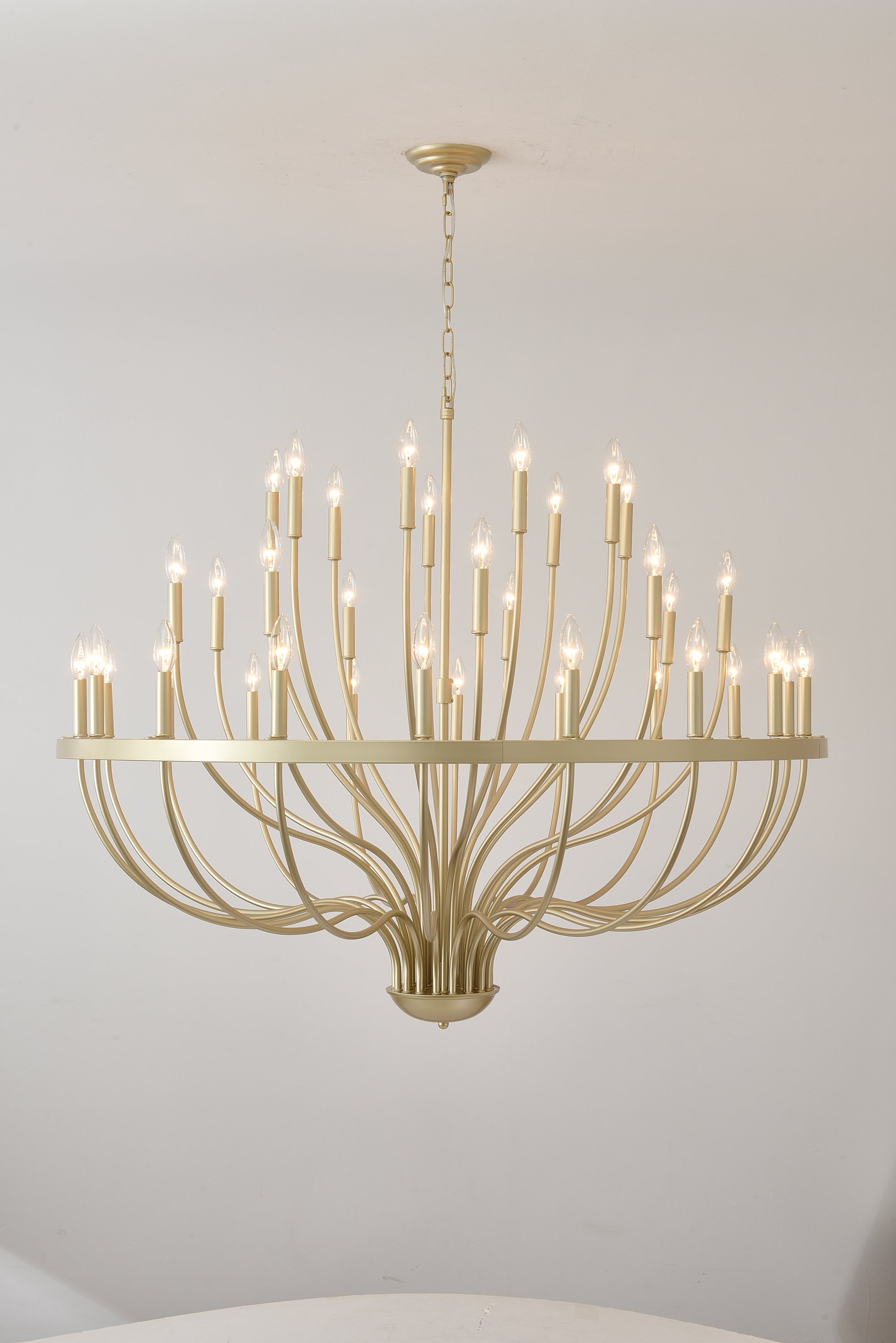 36-Light Gold Industrial Iron Candle Chandelier by HouseOfZazla