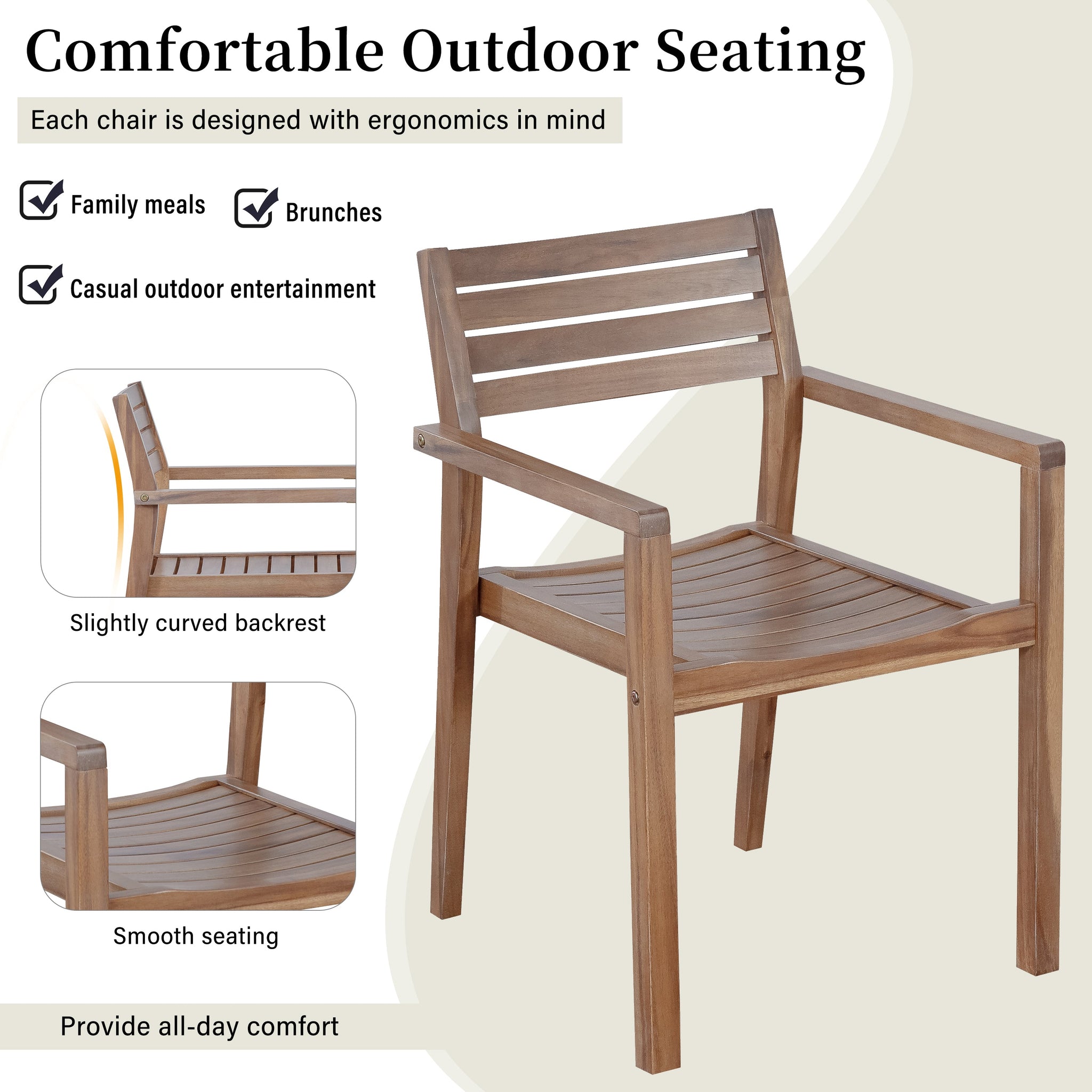U_STYLE 5-Piece Outdoor Acacia Wood Dining Set by HouseOfZazla