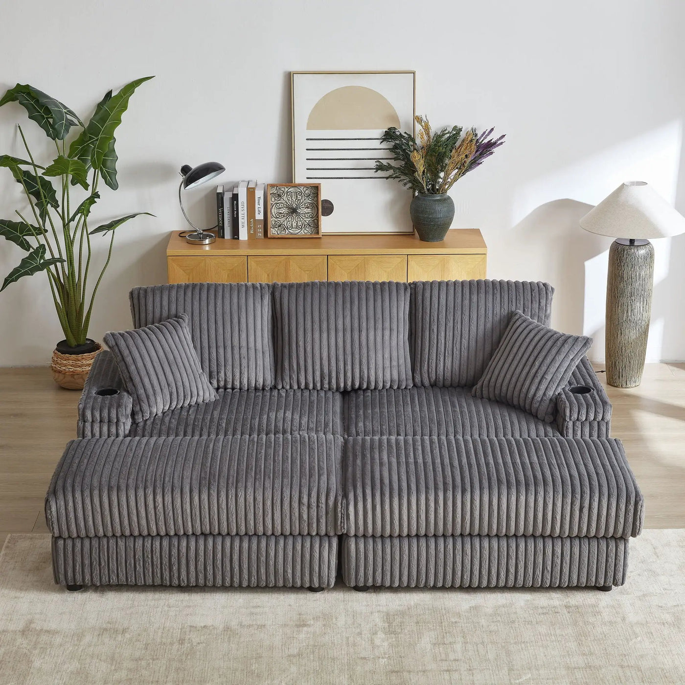 3 Seater Sofa With 2 Ottomans For Living Room by HouseOfZazla