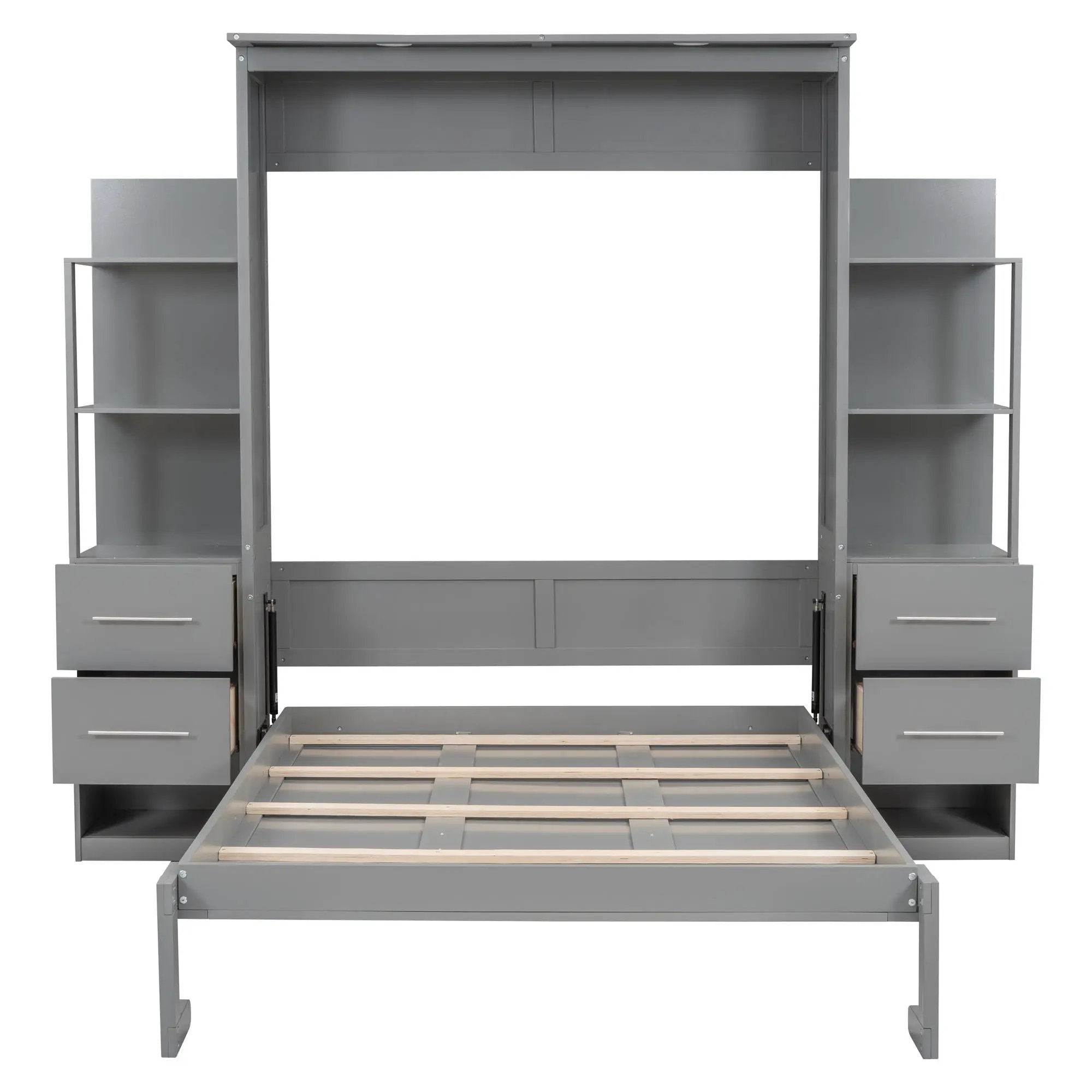 Murphy Wall Bed With LED Lights, Shelves And Drawers by Unique Piece Furniture