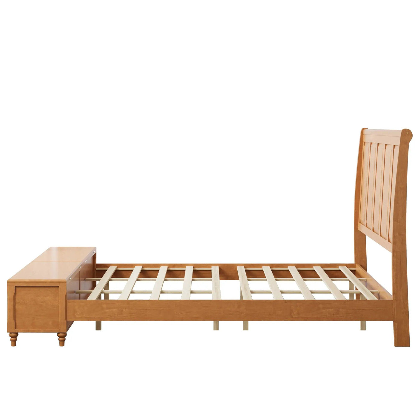 Sleigh Bed Frame With Tall Headboard And Storage Bench by HouseOfZazla